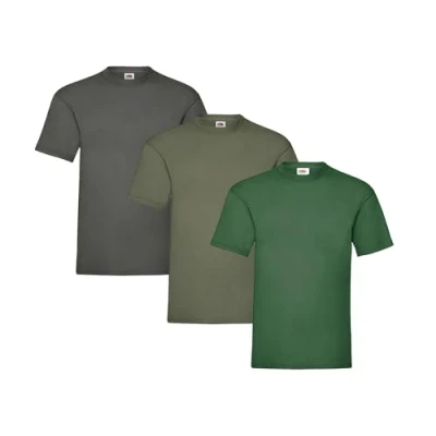 Abbildung von Fruit of the Loom Herren Heavy T Shirt 3er Pack, 1 x Olivgrün, Flaschengrün, Graphit und HL Kauf Notizblock, XL