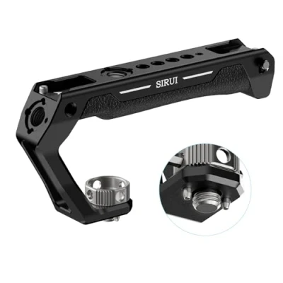 Abbildung von SIRUI Top Handle mit 3/8&quot; 16 für ARRI Locating Pins Mount, Kamerakäfig Silikon Handgriff Cold Shoe Sicherheitsstiften, 1/4&quot; und Aufnahmegewinde Mikrofon LED Monitor AM THA