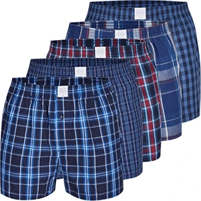 Abbildung von MG 1 5 er Pack Webboxer Boxershorts Boxer Shorts Herren SPARPACK M 3XL kariert, Grösse:XXL, Farbe:Set 2