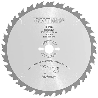 Abbildung von CMT Orange Tools Kreissägeblatt HW 315 x 3,2 / 2,2 30 Z=28 10 ATB 293.028.12M für ausrissfreie Längsschnitte