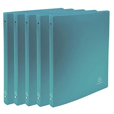 Abbildung von Exacompta 51183SE 5er Pack Ringhefter OPAK DIN A4 aus Kunststoff mit 4 Ringen 20 mm breit dunkelgrün ideal für Schule und Büro Ringordner Ringbuchordner
