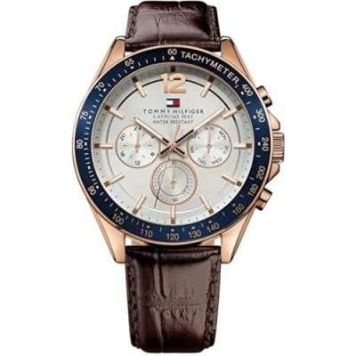 Abbildung von Tommy Hilfiger Multi Zifferblatt Quarz Uhr für Herren mit Braunes Lederarmband 1791118