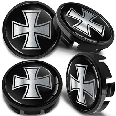 Abbildung von SkinoEu 4 x 65mm Nabendeckel Felgendeckel Radnabenabdeckung Nabenkappen Felgenkappen Radkappen Alufelgen Kompatibel mit VW 3B7 601 171 / 6U7 Schwarz Silber CVZ 6