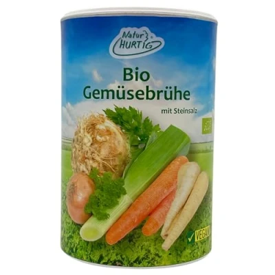 Abbildung von Natur Hurtig Bio Gemüsebrühe 275 g ohne Zusatzstoffe, Glutamat, Hefe Vegan, mit natürlichem Steinsalz verfeinert