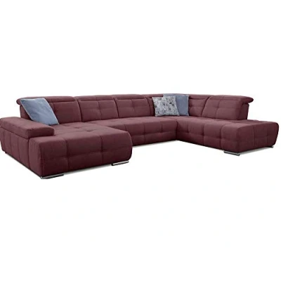 Abbildung von Cavadore Wohnlandschaft Mistrel mit Schlaffunktion / U Form Bettsofa leichter Fleckentfernung dank Soft Clean Geeignet für Haushalte Kindern, Haustieren /343 x 77 228 rot