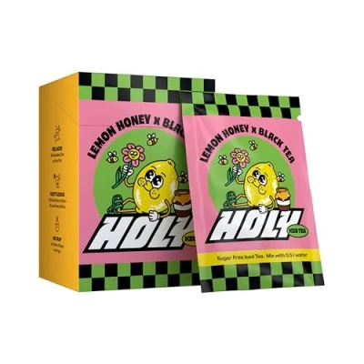 Abbildung von HOLY Iced Tea® 10er Probier Box &#039;Lemon Honey x Black Tea&#039; mit Zitronen Honig Geschmack Pulver 10 Portionen Antioxidantien &amp; Superfoods Zuckerfreier Eistee Vegan natürlichen Fruchtaromen