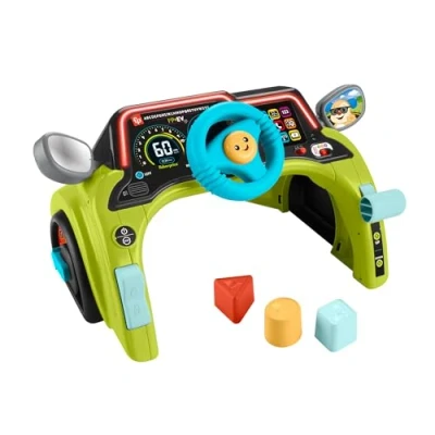 Abbildung von Fisher Price Lernspielzeug für Babys und Kleinkinder Lernspaß Fahrspaß Lenker, Auto Spielcenter Kinder ab 6 Monaten, mehrsprachige Version, HYR92