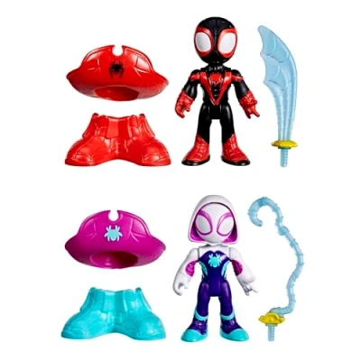 Abbildung von Marvel Spidey und Seine Super Freunde Water Webs Pirat Miles „Spin“ Morales &amp; Piratin Ghost Spider Spielzeug