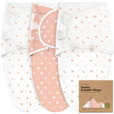 Abbildung von KeaBabies 3 Pack Bio Baby Schlafsack zum Pucken Ergonomische Pucksack 0 6 Monate, Babyschlafsack Neugeborene, Pucktuch Baby, Puck Pucksack, Wickeldecke (Butterflies, L)
