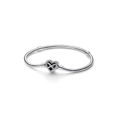 Abbildung von Pandora Sparkling Infinity Heart Snake Chain Armband, Damen, Größe: 16, Sterling silver