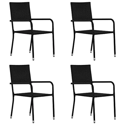 Abbildung von vidaXL Gartenstuhl Garten Essstühle 4 Stk. Stapelbar Schwarz Polyrattan (4 St)