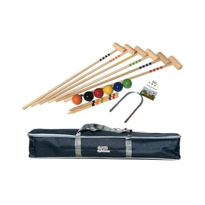 Abbildung von GICO Spielzeug Gartenset Krocket Set Adult 6Spieler Länge 100cm Transporttasche 3246, Schläger:6x100cm (Erwachsenenlänge)