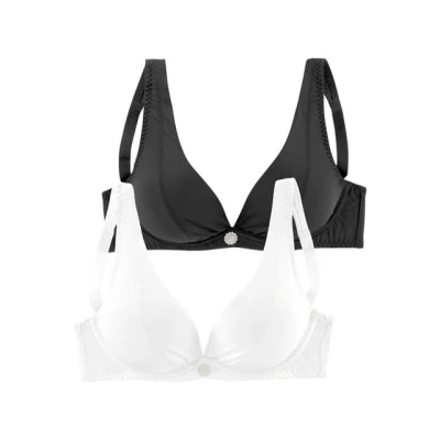 Abbildung von Lascana 2 PACK Triangel BH, Damen, Größe: 80C, Schwarz/weiß