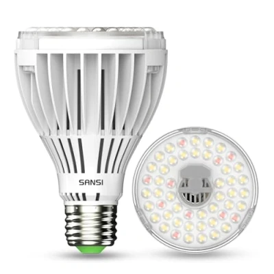 Abbildung von SANSI 30W LED Pflanzenlampe Vollspektrum für Zimmerpflanzen, 250W Äquivalent E27 Pflanzenlicht mit Hohe PPFD, 4000K 660nm Grow Lampe 60 Abstrahlwinkel Sämling, Gemüse, Blumen, Hydrokultur