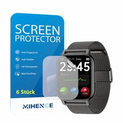 Abbildung von MIHENCE Schutzfolie Kompatibel für Narcid 1.85 Zoll Smartwatch P66, TPU HD Displayschutzfolie P66 [ 6 Stück ]