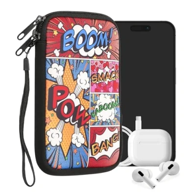 Abbildung von kwmobile Handytasche für Smartphones L 6,5&quot; Neopren Handy Tasche Hülle Cover Case Schutzhülle Comic Symbole Mehrfarbig 16,5 x 8,9 cm Innenmaße