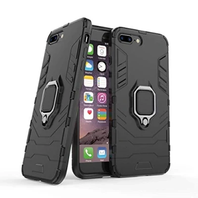 Abbildung von Kompatibel mit iPhone 7 Plus, 8 Plus Hülle, Ring Ständer Magnetischer Handyhalter Auto Caseme Schutzhülle Case für Apple (Schwarz)