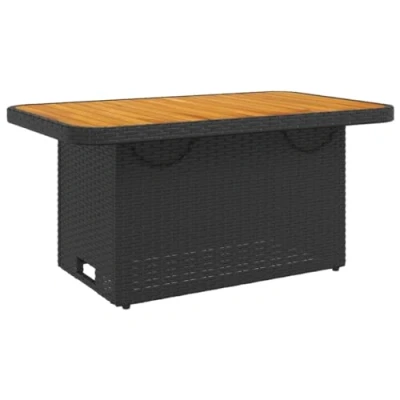 Abbildung von vidaXL Gartentisch Schwarz 90x55x71 cm Poly Rattan und Akazienholz (1 St)