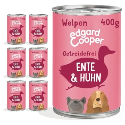 Abbildung von Edgard &amp; Cooper, Nassfutter für Welpen (Ente Huhn, 400g x 6), Getreidefrei, natürliche Zutaten und frisches Fleisch, voller essentieller Aminosäuren