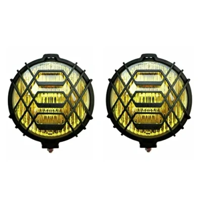 Abbildung von MelTruck® 2x Nebelscheinwerfer H3 Rund Halogen Schutzgitter 12/24V Zusatzscheinwerfer Gelb