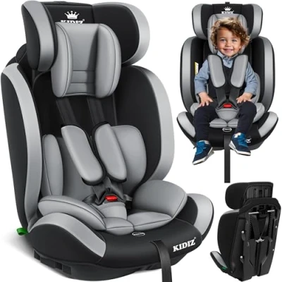 Abbildung von KIDIZ® Autokindersitz Kinderautositz Gruppe 1+2+3 9 36 kg 5 Punkt Sicherheitsgurt, Autositz, Kindersitz, Einstellbare Kopfstütze, Mitwachsende Sitzerhöhung 1 12 Jahre, Stabil und Sicher