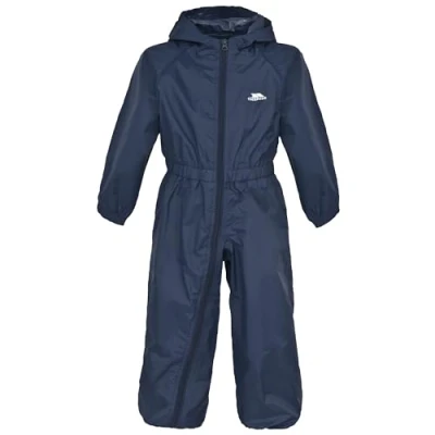 Abbildung von Trespass Button, Navy Blue, 2/3, Wasserdichter Regenanzug mit Kapuze für Kinder / Unisex Mädchen und Jungen, 2 3 Jahre, Blau