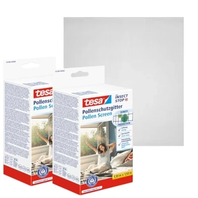Abbildung von tesa Pollenschutzgitter für Fenster Pollenschutz Allergiker, (Spar Set, 2 St), Allergiker schwarz anthrazit 1,30 m : 1,50