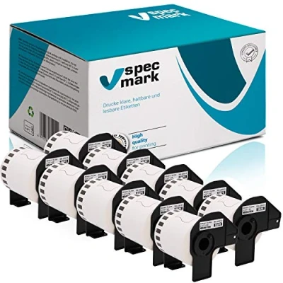 Abbildung von specmark 10 Rollen Endlosetiketten kompatibel mit Brother DK 22212 62mm x 15,24m Etiketten für allen QL Etikettendruckern 570 700 800