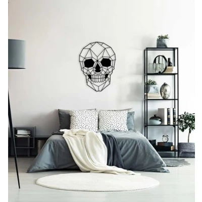 Abbildung von MyMaxxi Wand Deko Totenkopf schwarz 62x85 cm Acryl geometrische Wanddekoration für Wohnzimmer und Schlafzimmer Polygon Wallart hängend Aesthetic Decoration Wandbild Danger Skull Selleton