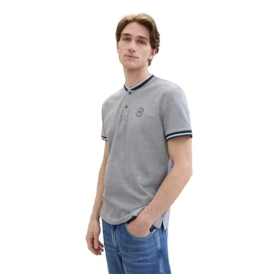 Abbildung von TOM Tailor MIT Stickerei Poloshirt, Herren, Größe: Medium, Navy white two tone pique