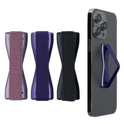 Abbildung von kwmobile Smartphone Fingerhalter 3 Set Handy Halter Griff Halterung Einhandbedienung 3X Handyhalter in Metallic Blauviolett Brombeere Zodiac Blue