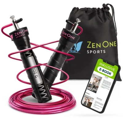 Abbildung von ZenOne Sports Springseil mit Kugellager, für Erwachsene, längenverstellbar, Extra Stahlseil