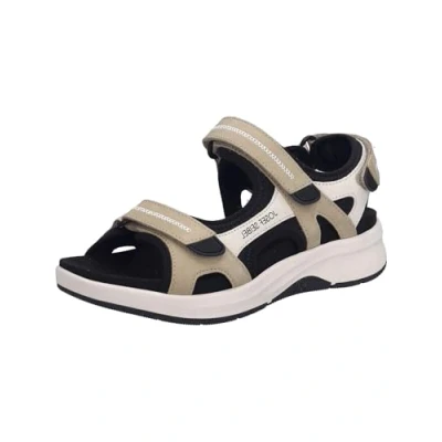 Abbildung von Josef Seibel Damen Sandaletten Estelle 02,Weite G (Normal),Wechselfußbett,Sommerschuhe,Freizeitschuhe,offene Schuhe,beige Multi,38 EU