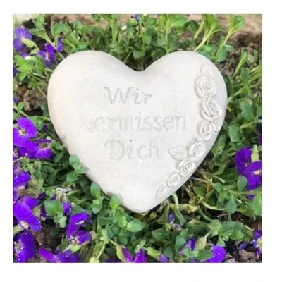 Abbildung von Radami Gartenfigur Grabherz &quot;Wir vermissen Dich&quot; 10cm, Handarbeit