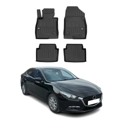 Abbildung von OMAC Gummi Fußmatten kompatibel mit Mazda 3 2013 2019 Premium TPE 3D Automatten Schwarz 4X