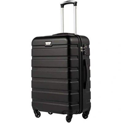 Abbildung von COOLIFE Hartschalenkoffer Trolley Rollkoffer Reisekoffer Kofferset Handgepäck mit TSA Schloss und 4 Rollen (Mondnacht Schwarz, Mittelgroßer Koffer)