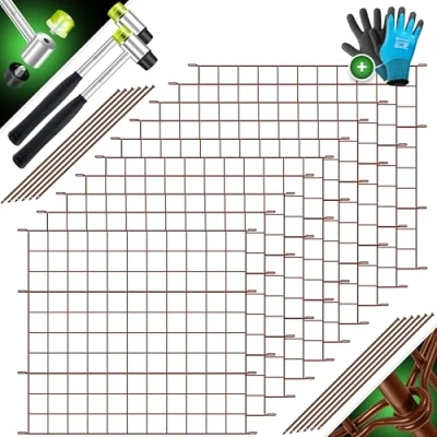 Abbildung von KESSER® Teichzaun Gartenzaun Steckzaun Komplettset Metall 10x Gerade Inkl. Handschuhe, 2x Hammer + 12 Befestigungsstäben, Zaun zum stecken für Garten, Gitterzaun Set Freigehege Tiere