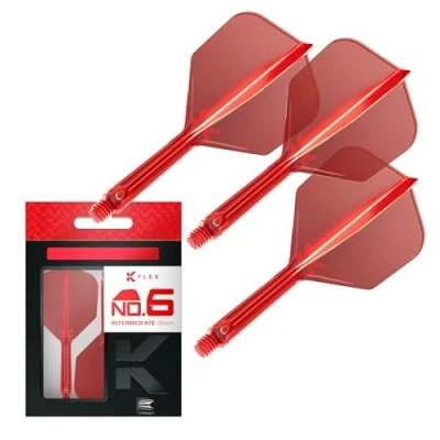 Abbildung von Target Darts K Flex Integrated Dart Flights and Shafts, Nr.6 Rot (Mittelstufe) 3er Pack No6, Kflex All In One Moulded Flight &amp; Stem Professionelles Zubehör