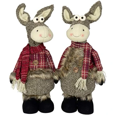 Abbildung von Christmas Paradise Weihnachten Dekofigur Esel Weihnachtsdeko im 2er Set Pärchen Dekoration Maultier 50cm Rot Grau