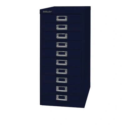 Abbildung von BISLEY MultiDrawer, 29er Serie, DIN A4, 10 Schubladen, Metall, 639 Oxfordblau, 38 x 27.9 59 cm