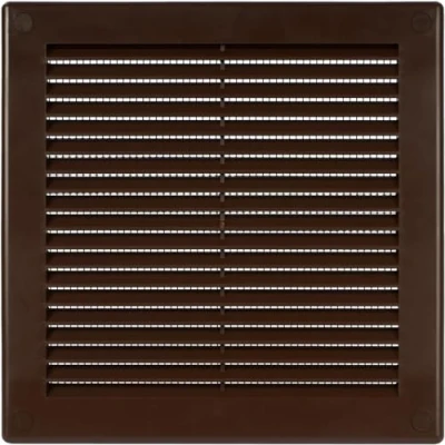 Abbildung von Vent Systems 200x200 mm Braune Lüftungsabdeckung flache, quadratische Lüftungsschlitze Integrierter Insektenschutz HVAC Lüftungsöffnungen für Badezimmer, Heimbüro
