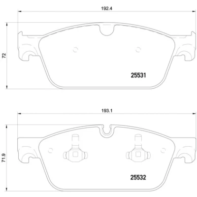 Abbildung von BREMBO P 50 112 Bremsbelagsatz für Verschleißwarnanzeiger vorbereitet mit Kolbenclip ohne Zubehör MERCEDES BENZ: GLE SUV, GL