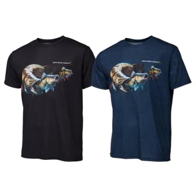 Abbildung von Savage Gear Cannibal T Shirt Blue Melange Größe XL Angelshirt