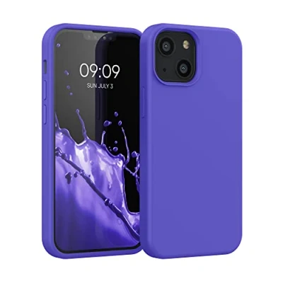 Abbildung von kwmobile Hülle kompatibel mit Apple iPhone 13 Mini Silikon Handy Case Handyhülle weiche Oberfläche kabelloses Laden Blauviolett