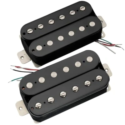 Abbildung von Artec VH Rock Alnico 5 Uncovered Humbucker Tonabnehmer Hals Steg Pickups Set für E Gitarre, Schwarz