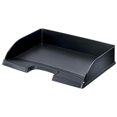 Abbildung von Leitz Briefkorb Querformat A4, 5er Pack, Briefablage in Premium Qualität, Stapelbare Ablagefächer als Schreibtisch Organizer, Kombinierbar mit Plus Serie, Schwarz, 52180095