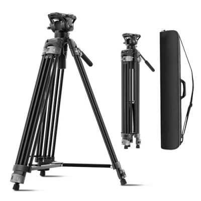 Abbildung von SIRUI AVT 02 Professionelles Video Stativ mit 360 Fluidkopf Schwerlast Stativ, 190cm Höhe, inkl. Schnellwechselplatte für DSLR, Camcorder, Kameras Stabiler Aluminium Tripod Filmproduktion
