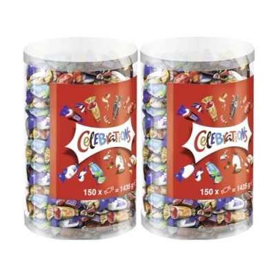 Abbildung von Celebrations 2x 1,435kg Mini Schokoriegel Partymix Schokolade Mars Snickers Twix Bounty Milky Way Galaxy Caramel Maltesers Teasers