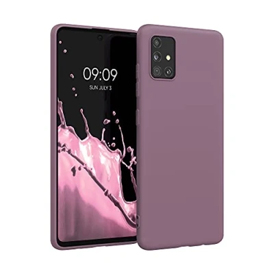 Abbildung von kwmobile Hülle kompatibel mit Samsung Galaxy A51 weiches TPU Silikon Case Cover geeignet für kabelloses Laden Grape