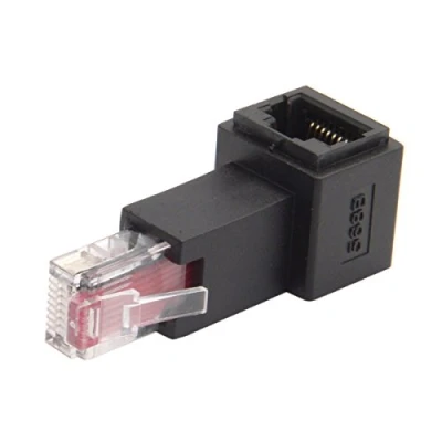 Abbildung von cablecc Linksgewinkelt 90 Grad 8P8C FTP STP UTP Cat 5e Stecker auf Buchse LAN Ethernet Netzwerk Verlängerungsadapter